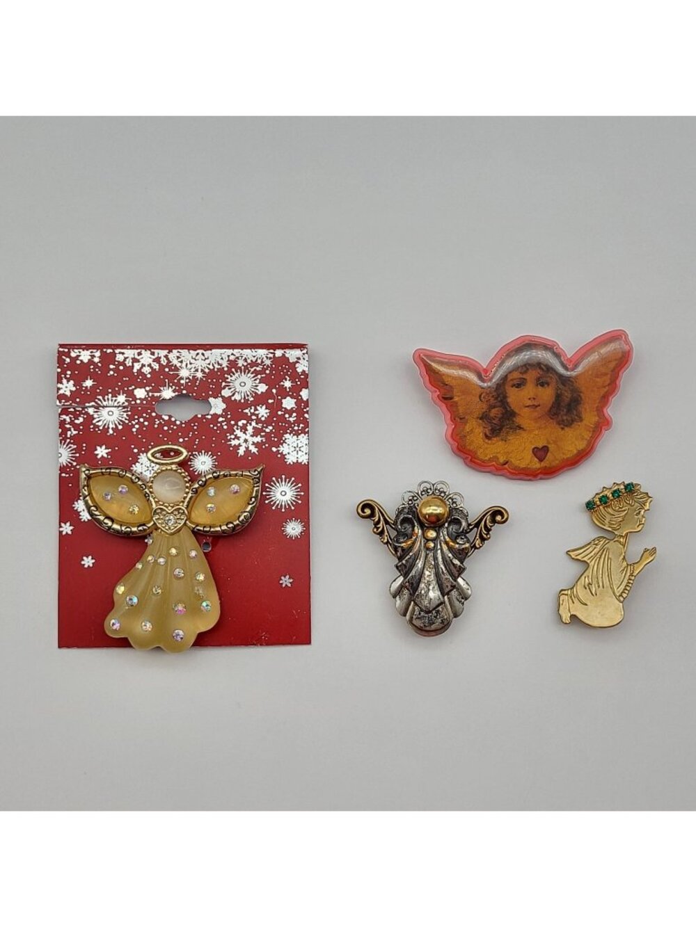 Vintage Guardian Angel Jewelry Lot Pins Brooch Christmas Cherub